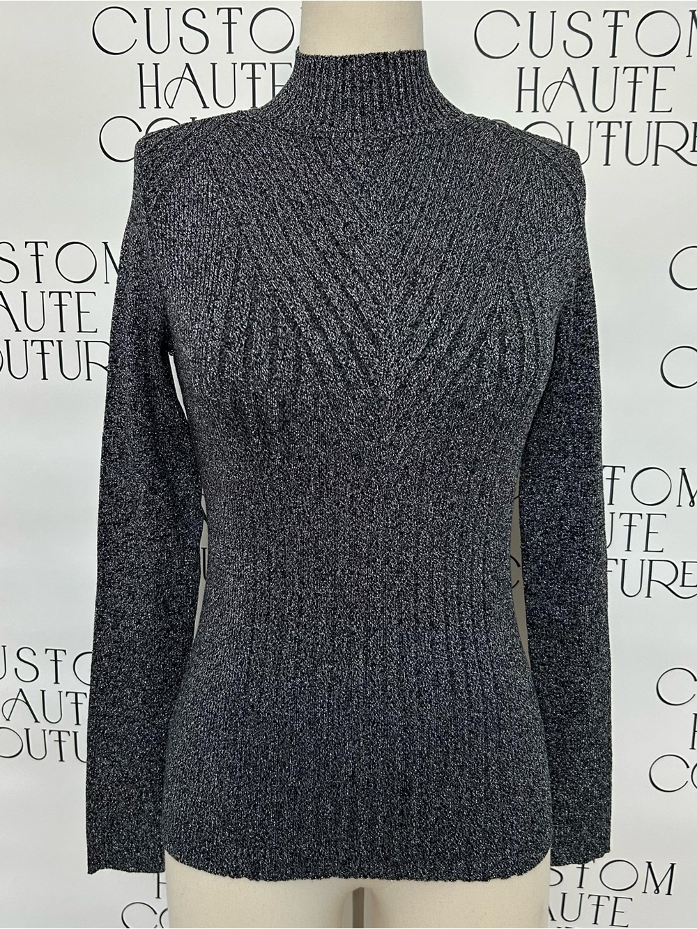INC International Concepts Charcoal Ribbed Mock Turtleneck Sweater